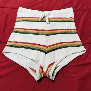 Jen's Pirate Booty Cream High-Waist Striped Knit Shorts